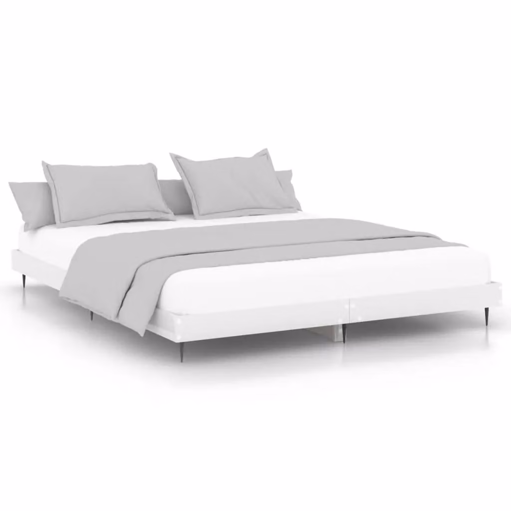Berkfield Home High Gloss White Small Double Bed Frame in Engineered Wood W/D/H: 120 x 200 cm – 1