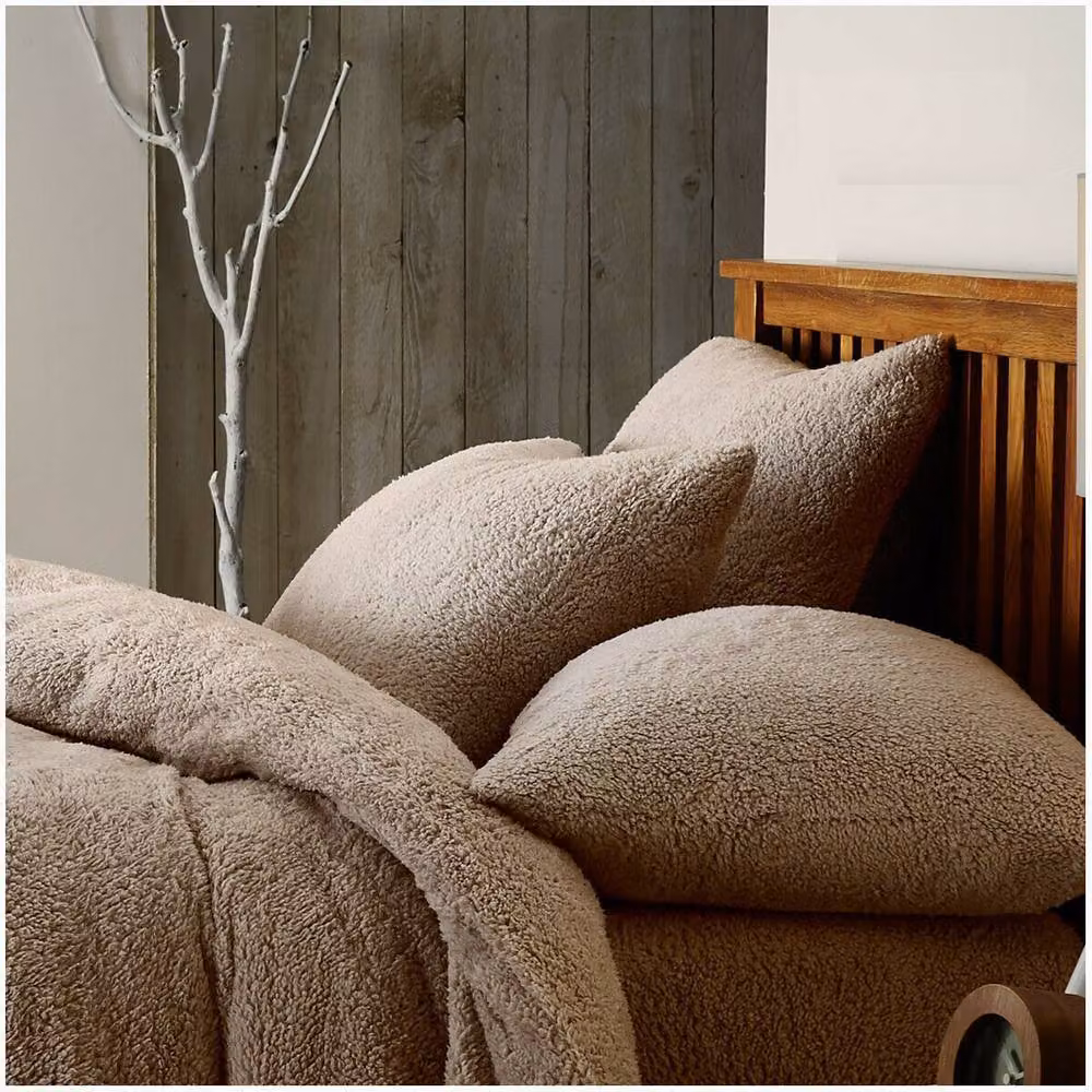 Smart Living Luxury Teddy Plain Duvet Cover and Pillowcase Set in Beige, Double (W: 200 cm, H: 140 cm) – 3