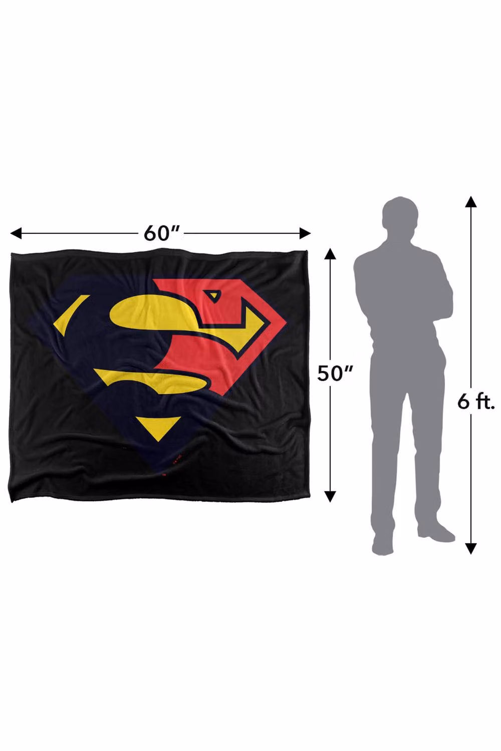 Warner Bros. Superman Shield 1993 Super Soft Fleece Throw Blanket, Black and Red, W: 152 cm, D: 127 cm – 7