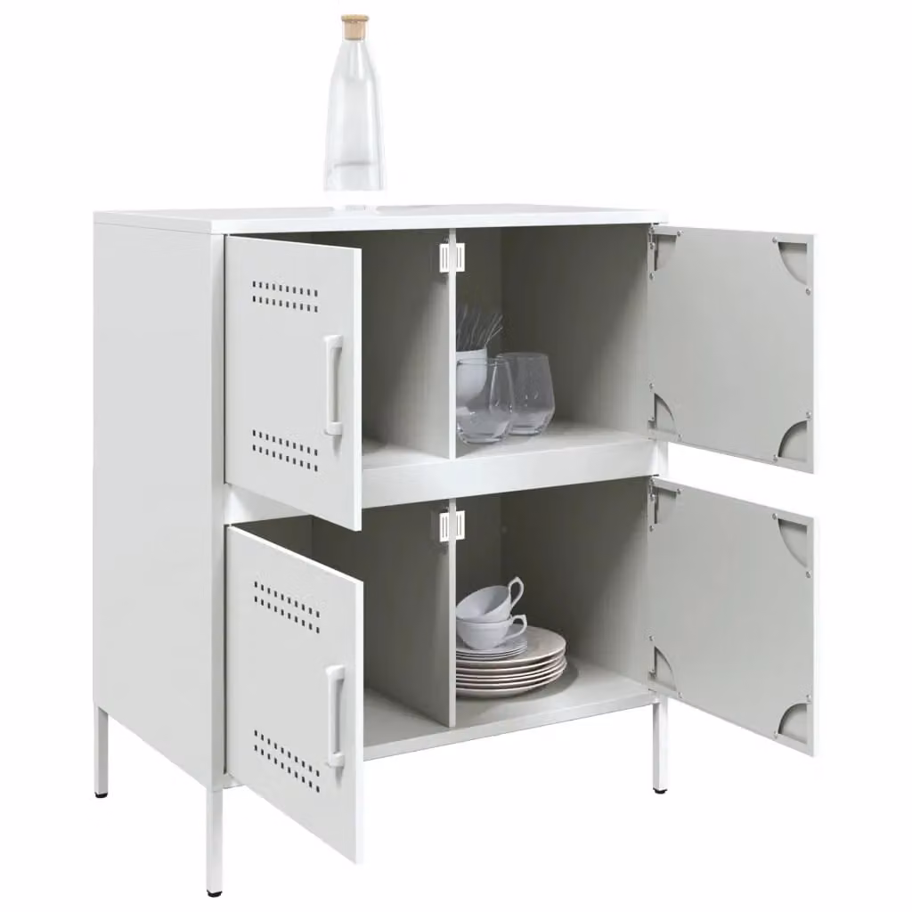 Berkfield Home Industrial White Steel Sideboard W: 68 cm, D: 39 cm, H: 79 cm – 2