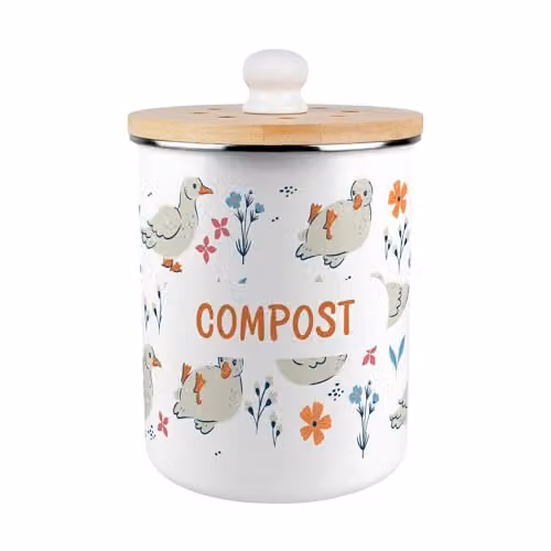Purely Home Metal Compost Caddy with Removable Inner Bucket and Odour Filter, 2L, Orange and White