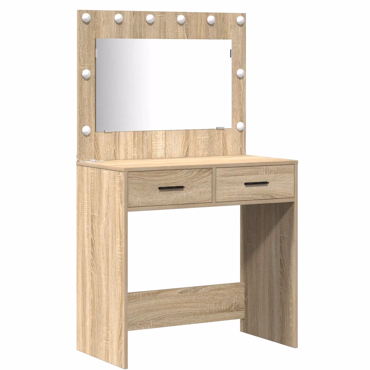 Berkfield Home 2-Piece Modern Hollywood LED Dressing Table Set in Brown Sonoma Oak – 2