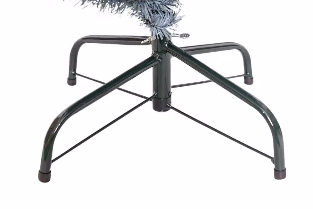 Shatchi Artificial Flocked Slim Christmas Pencil Tree in Frosty Green with Metal Stand, Height: 243.84 cm – 3
