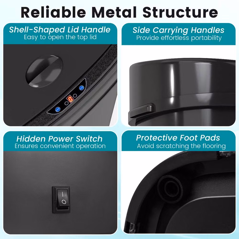 Costway 58L Infrared Motion Sensor Automatic Touchless Garbage Can in Black – 9
