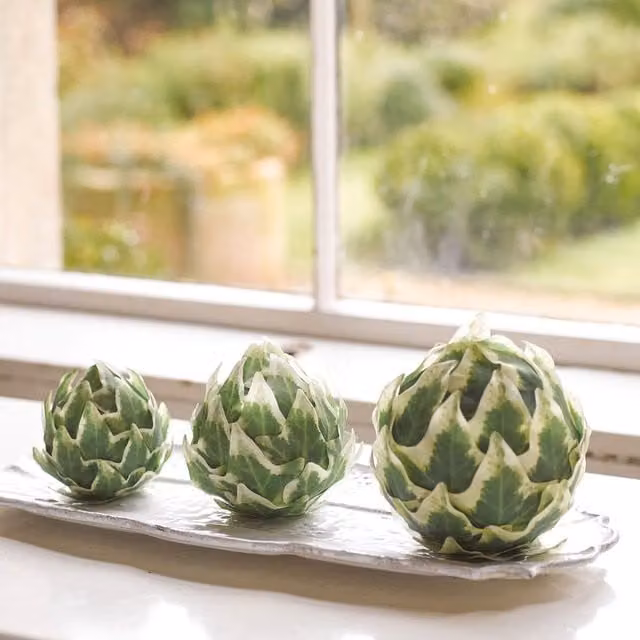 Bloom Set of 3 Green Artificial Variegated Ivy Ball Plants for Tabletop Display