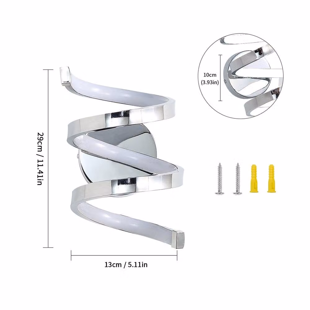 Pheashine Silver Spiral LED Wall Lamp, 19W, 3000K Warm White, W/D/H: 13 x 14 x 29 cm – 2