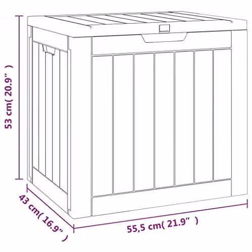 vidaXL Grey Plastic Garden Storage Box W/D/H: 55.5 x 43 x 53 cm – 2