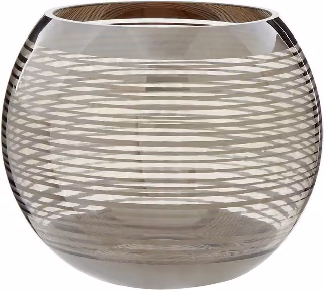 Interiors by Premier Orsina Raya Small Round Striped Glass Vase in Black and Silver – 1