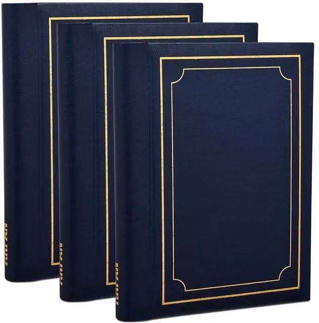 Arpan Set of 3 Self-Adhesive Photo Albums with 108 Sheets and 216 Sides in Blue Padded Leather Style Finish – 1