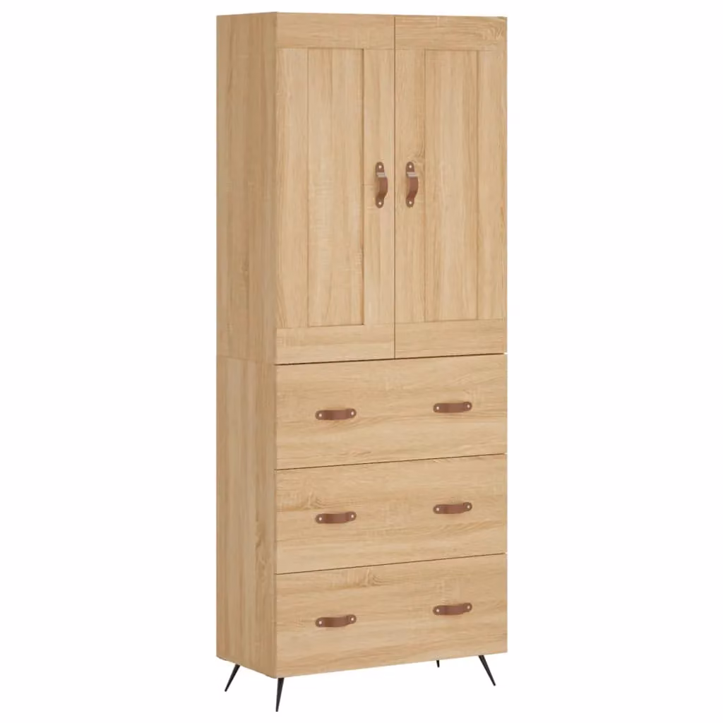 Berkfield Home Sonoma Oak Highboard in Brown, W/D/H: 69.5 x 34 x 180 cm – 2