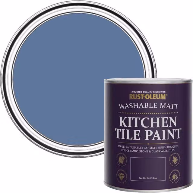 Rust-Oleum Water-Based Kitchen Tile Paint in Matt Finish, Blue River, 0.75 l – 1