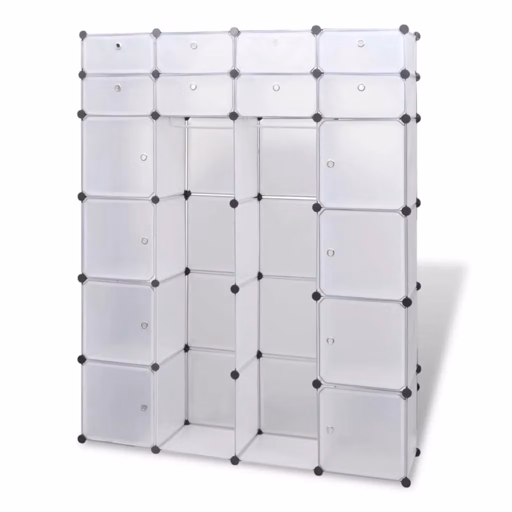 Berkfield Home Modular Cabinet with 18 Compartments, White, W/D/H: 146 x 37 x 180.5 cm – 2