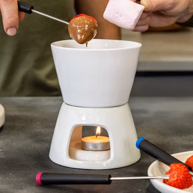 KitchenCraft Chocolate Fondue Set - White