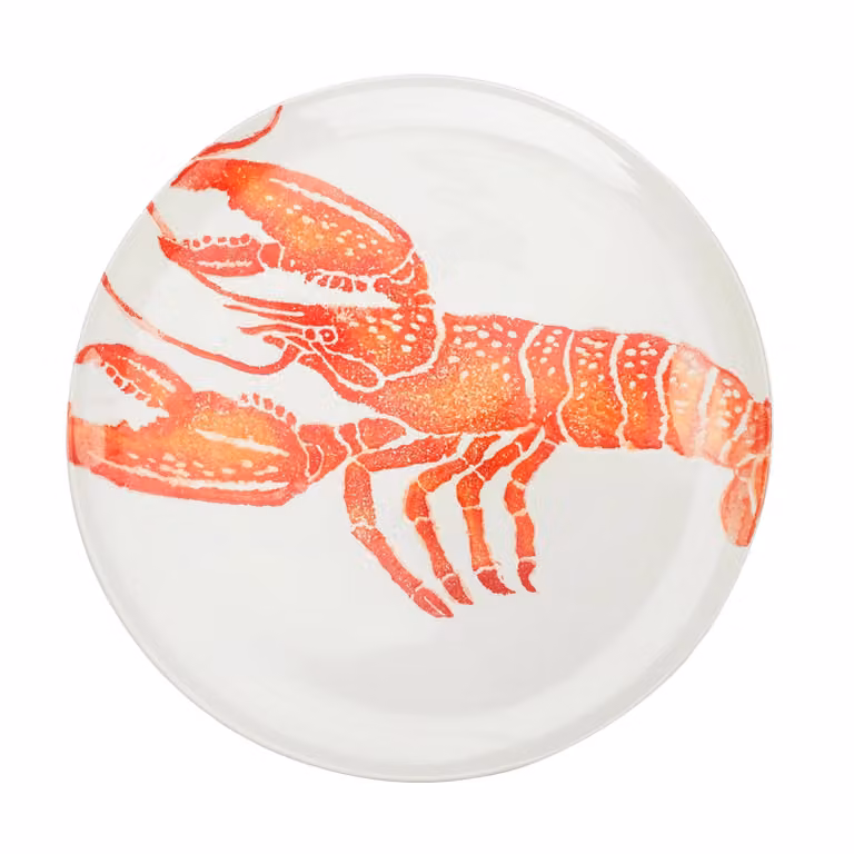 BlissHome Creatures Orange and White Ceramic Lobster Serving Platter