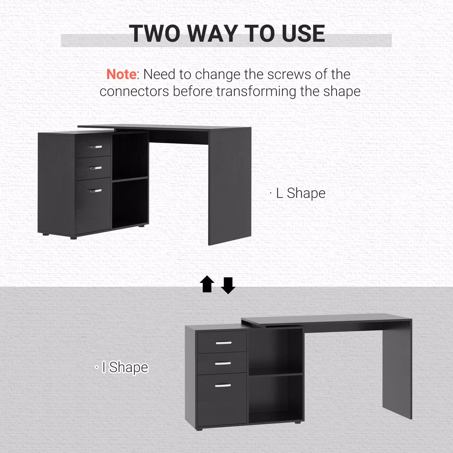 HOMCOM L-Shaped Corner Computer Desk Workstation in Black – 4