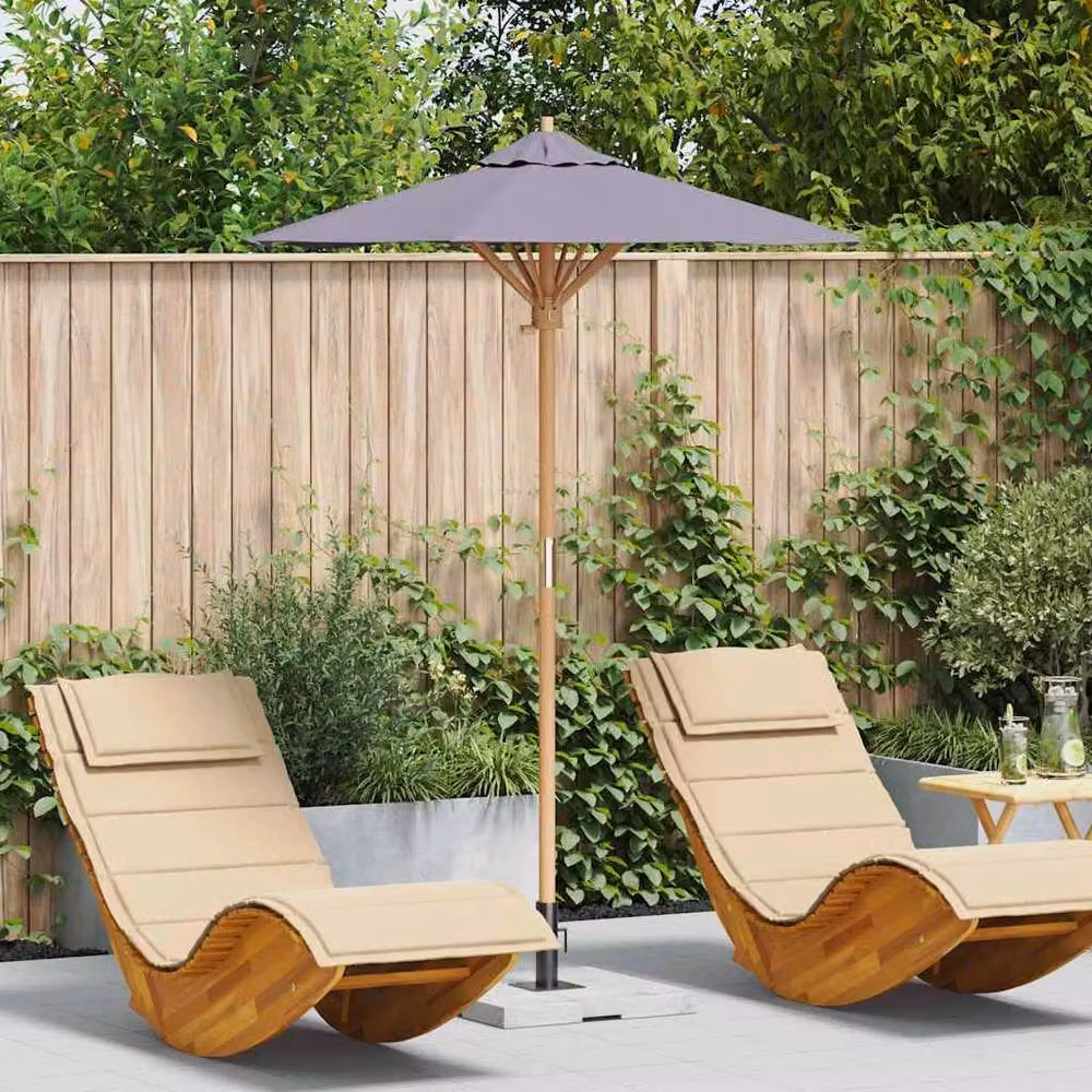 Berkfield Home Classic Garden Parasol in Dark Grey with Bamboo Wood, W: 151 cm, D: 211 cm – 2