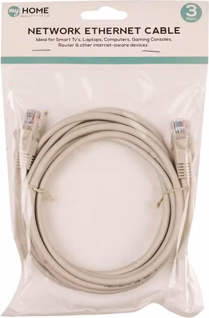 My Home White Ethernet LAN Network Cable, Length: 300 cm