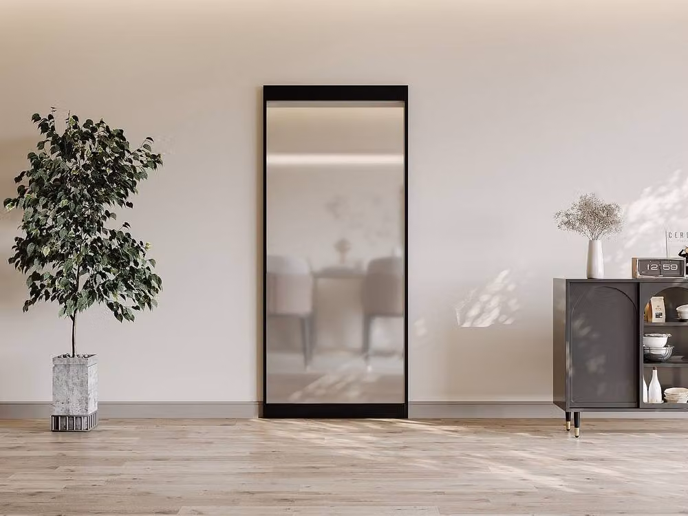 Vente-unique Minimalist Black Aluminium Sliding Door with Frosted Tempered Glass, H: 210.0 cm, W: 93.0 cm – 2
