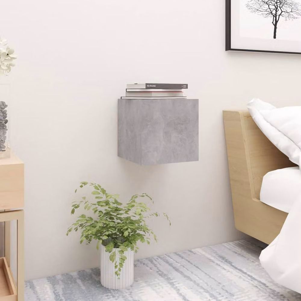 Berkfield Home Practical Bedside Cabinet in Concrete Grey, W/D/H: 30.5 x 30 x 30 cm – 2