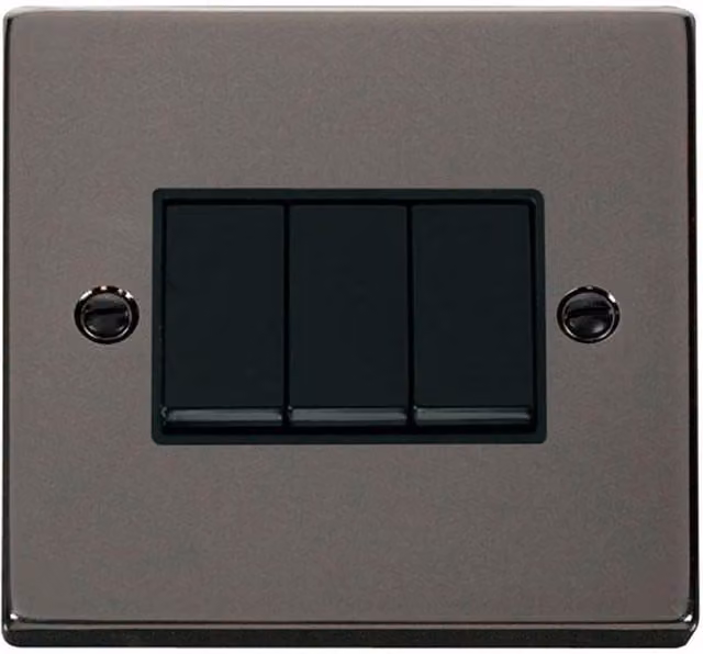 SE Home Black Nickel 3 Gang 2 Way Light Switch
