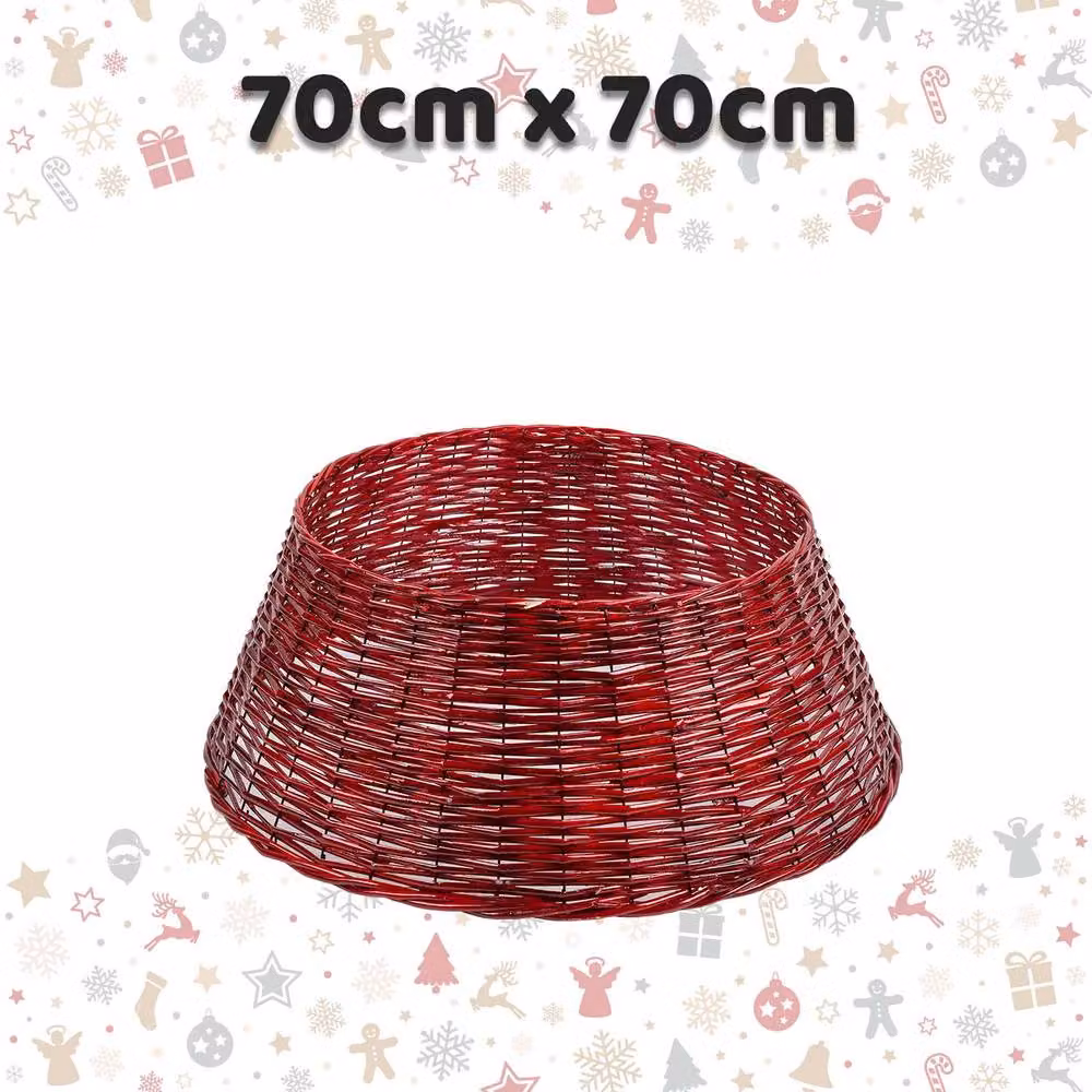 VFM e-Store Red Christmas Tree Skirt Decoration, W/D: 70 x 70 cm – 2