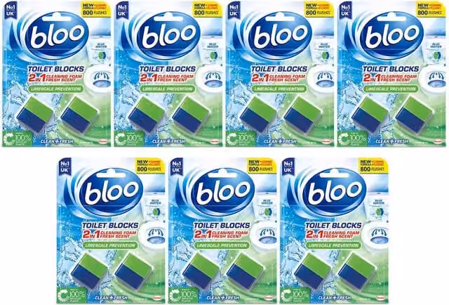Bloo Toilet Rim Blocks with 2in1 Cleaning Foam for Limescale Prevention, Blue