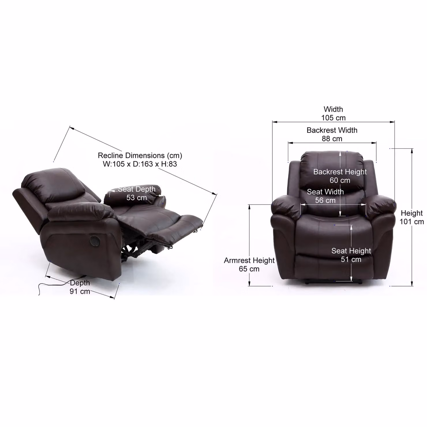 More4Homes Madison Electric Bonded Leather Automatic Recliner Armchair in Brown – 5