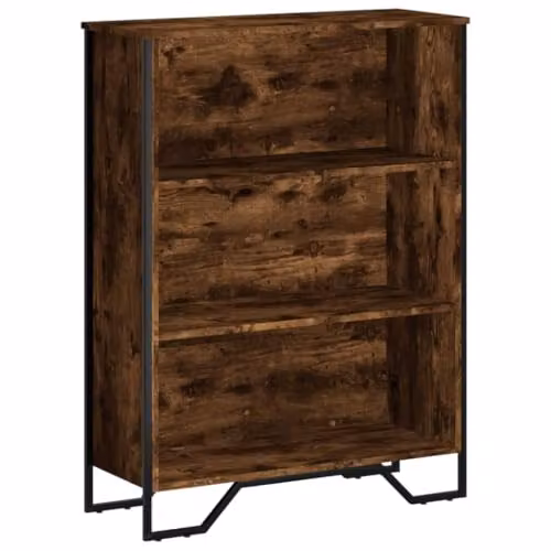 vidaXL Modern Smoked Oak Bookcase in Brown with Metal Accents, W/D/H: 80 x 31 x 106 cm – 1