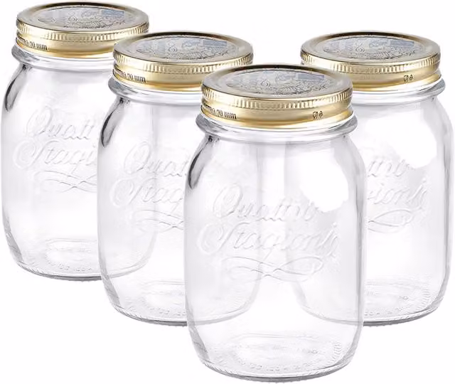 Bormioli Rocco Quattro Stagioni Glass Preserving Jars, Transparent, 0.5 l, Pack of 4 – 1