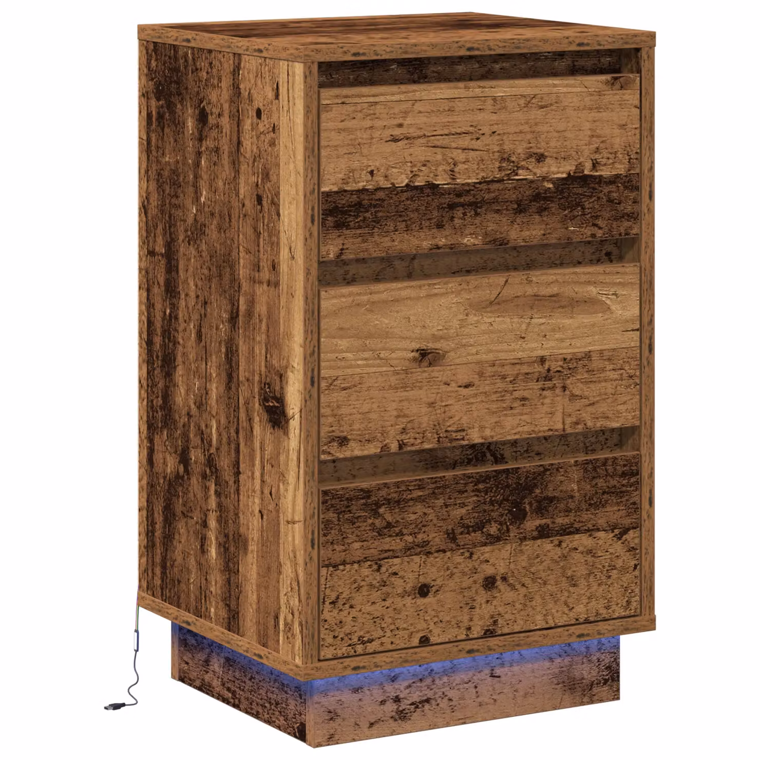 Berkfield Home Bedside Cabinet with Integrated LED Lighting in Brown Old Wood, W/D/H: 39 x 34.5 x 65 cm – 2