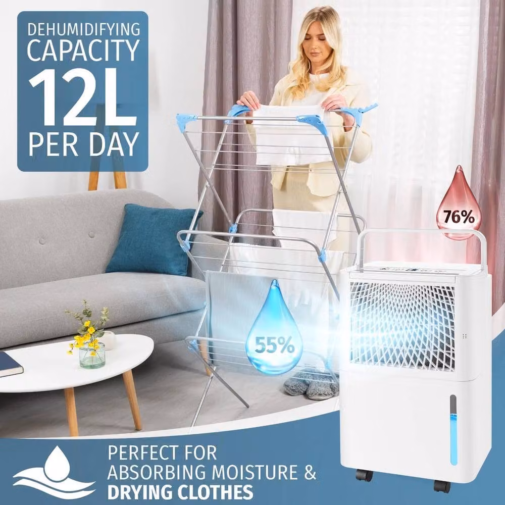 VOGREX 12L Home Dehumidifier with Timer in White – 3