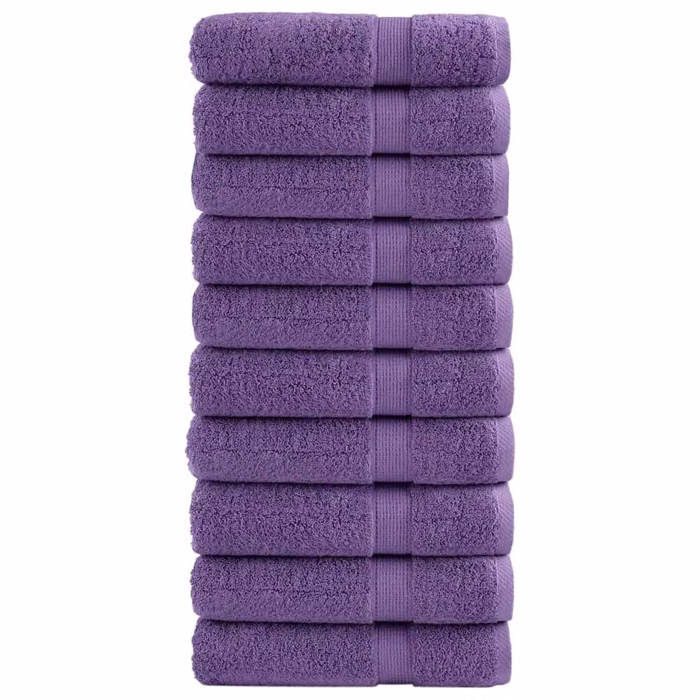 Berkfield Home SOLUND Premium Cotton Terry Shower Towels, Purple, 10 Pack, W: 70 cm, L: 140 cm, 600 gsm – 2