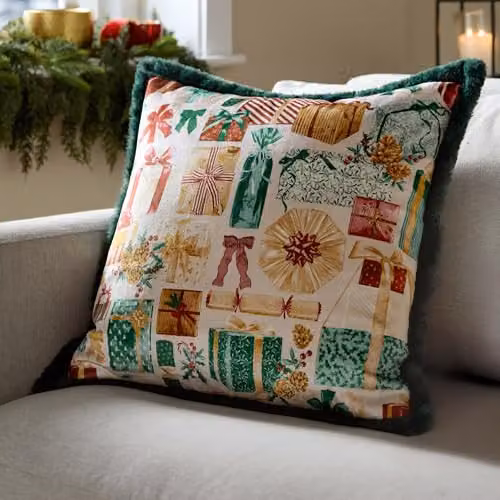 Furn All Wrapped Up Faux Fur and Velvet Square Cushion in Green, W/D/H: 50 x 50 x 50 cm – 5