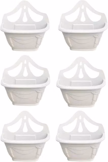 Nordara Set of 6 Plastic Wall Planter Pots in Beige – 1