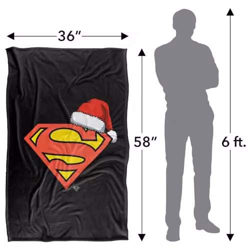 LOGOVISION Superman S-Shield Christmas Santa Hat Design Super Soft Fleece Throw Blanket, Multicolour – 4