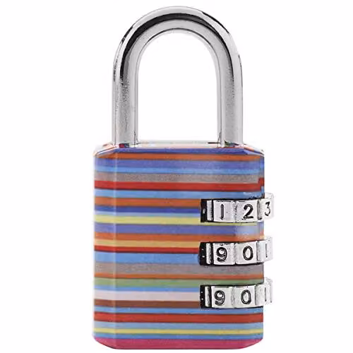 Master Lock Combination Padlock with Printed Design, Multicolour, W: 6.2 cm, D: 3.2 cm, H: 1.4 cm