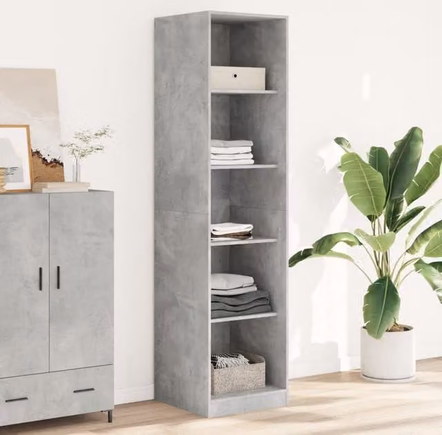Berkfield Home Minimalist Wardrobe in Concrete Grey, W/D/H: 50 x 50 x 200 cm