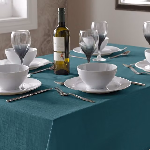Terrys Modern Plain Polyester Tablecloth in Petrol Blue