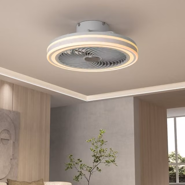 Livingandhome Modern White LED Ceiling Fan with Remote Control and Acrylic Blades