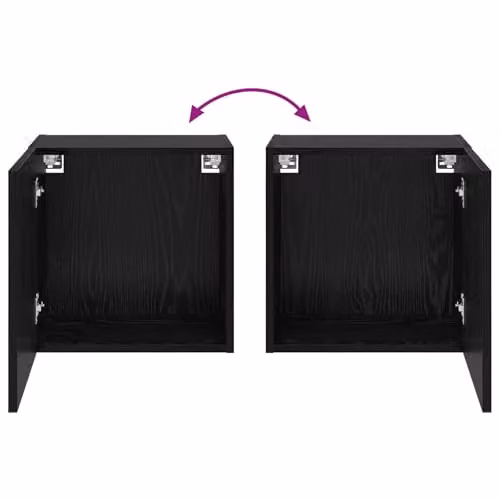 vidaXL Set of 2 Modern Wall-Mounted TV Cabinets in Black Oak Engineered Wood, W/D/H: 40 x 40.5 x 40 cm – 4