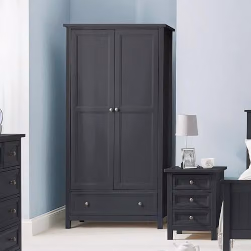 Julian Bowen Maine 2 Door 1 Drawer Wardrobe in Anthracite – 2