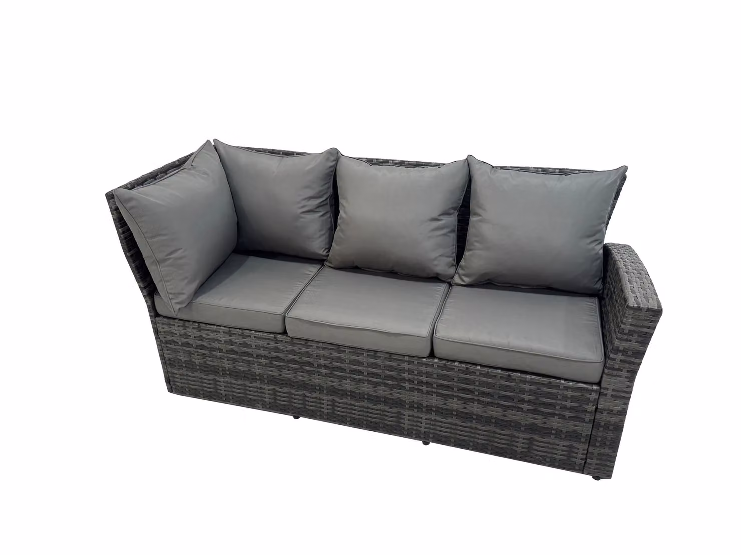 Fimous 9 Seater Rattan Garden Furniture Set with Gas Fire Pit Dining Table and Heater in Dark Grey