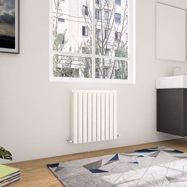 AicaBathroom Horizontal Oval Column Radiator in White, Steel, W/D/H: 59 x 59 x 59 cm