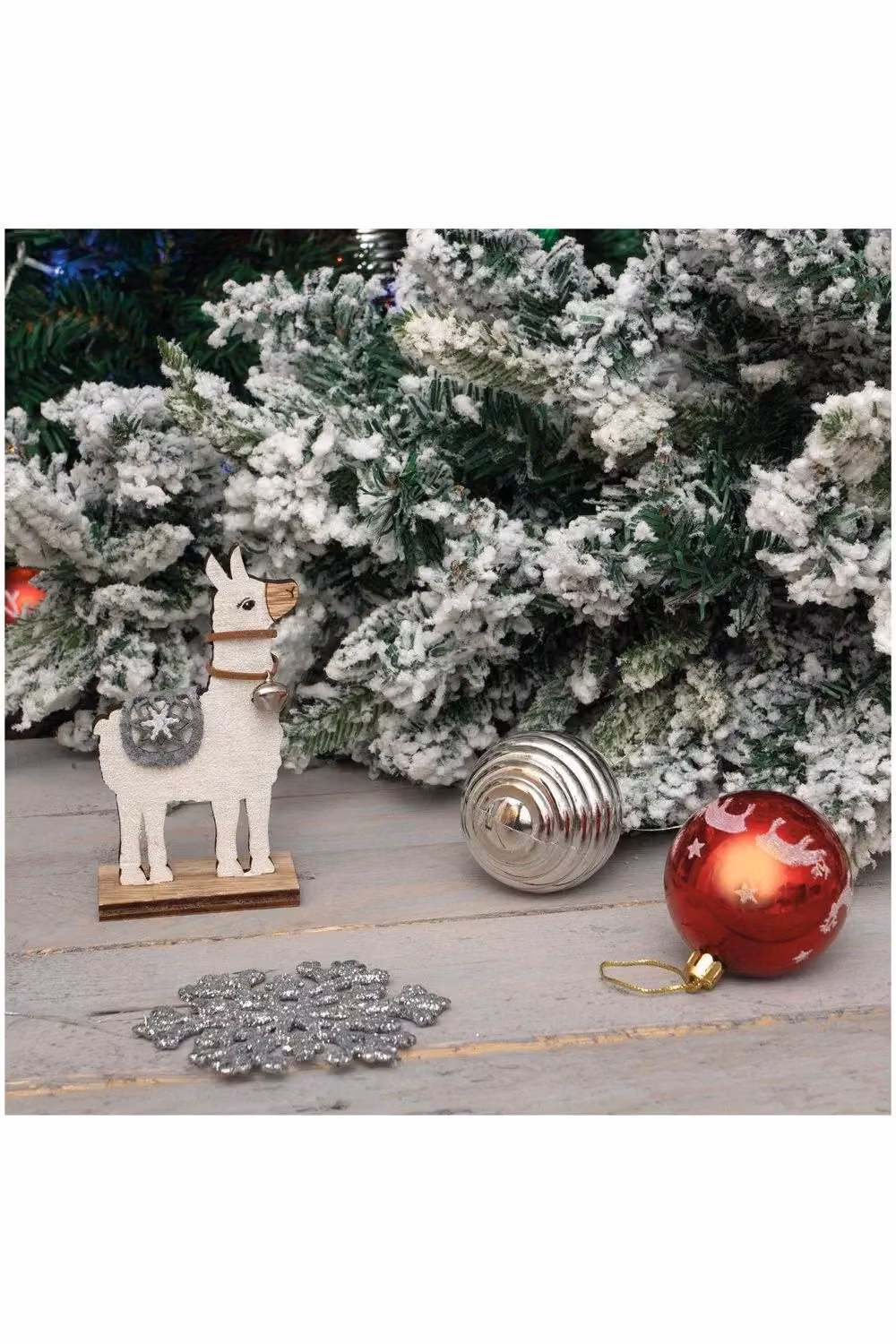 Netagon White Wooden Alpaca Ornament with Silver Saddle and Bell, W/D/H: 13 x 4 x 7 cm – 7