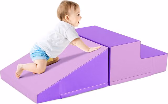Costway Step and Slide Foam Climber for Infants with Sensory Motor Features, Purple