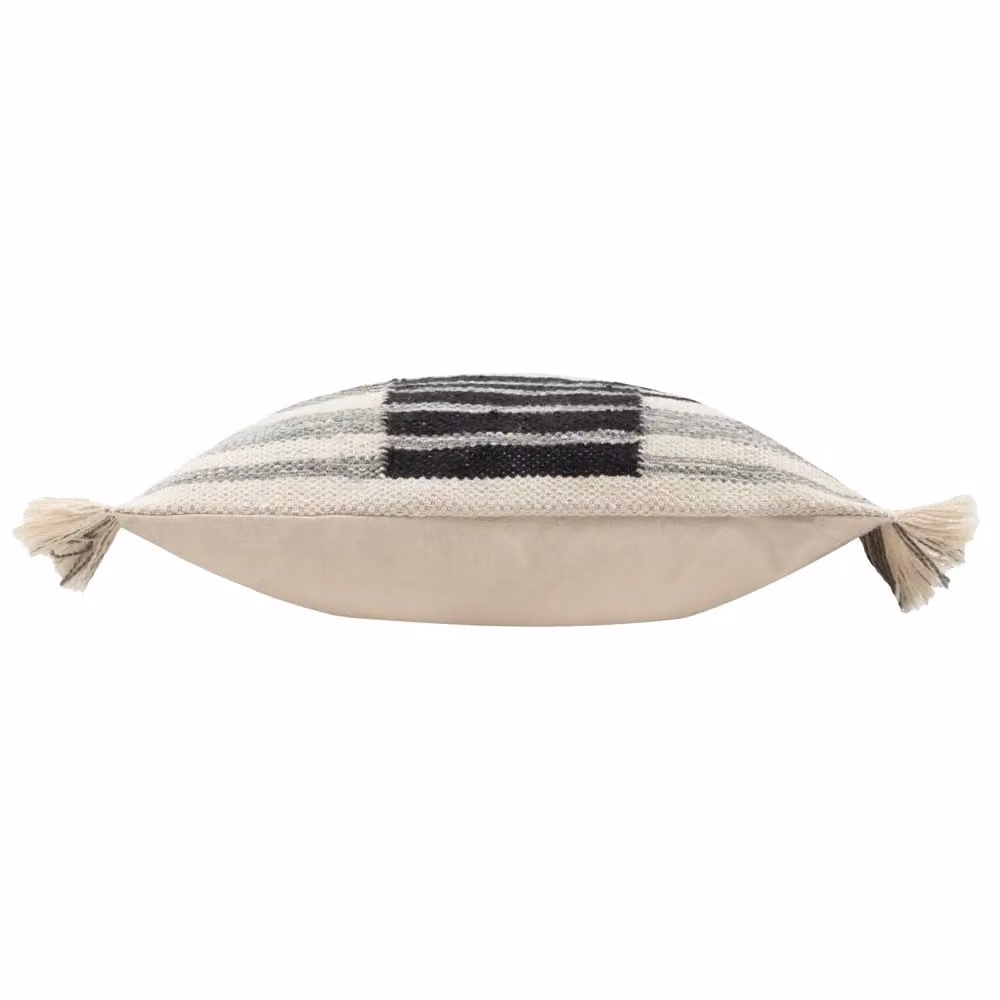 HOEM Torode Black Striped Woven Cotton Square Cushion, W/D/H: 45 x 45 x 45 cm – 3