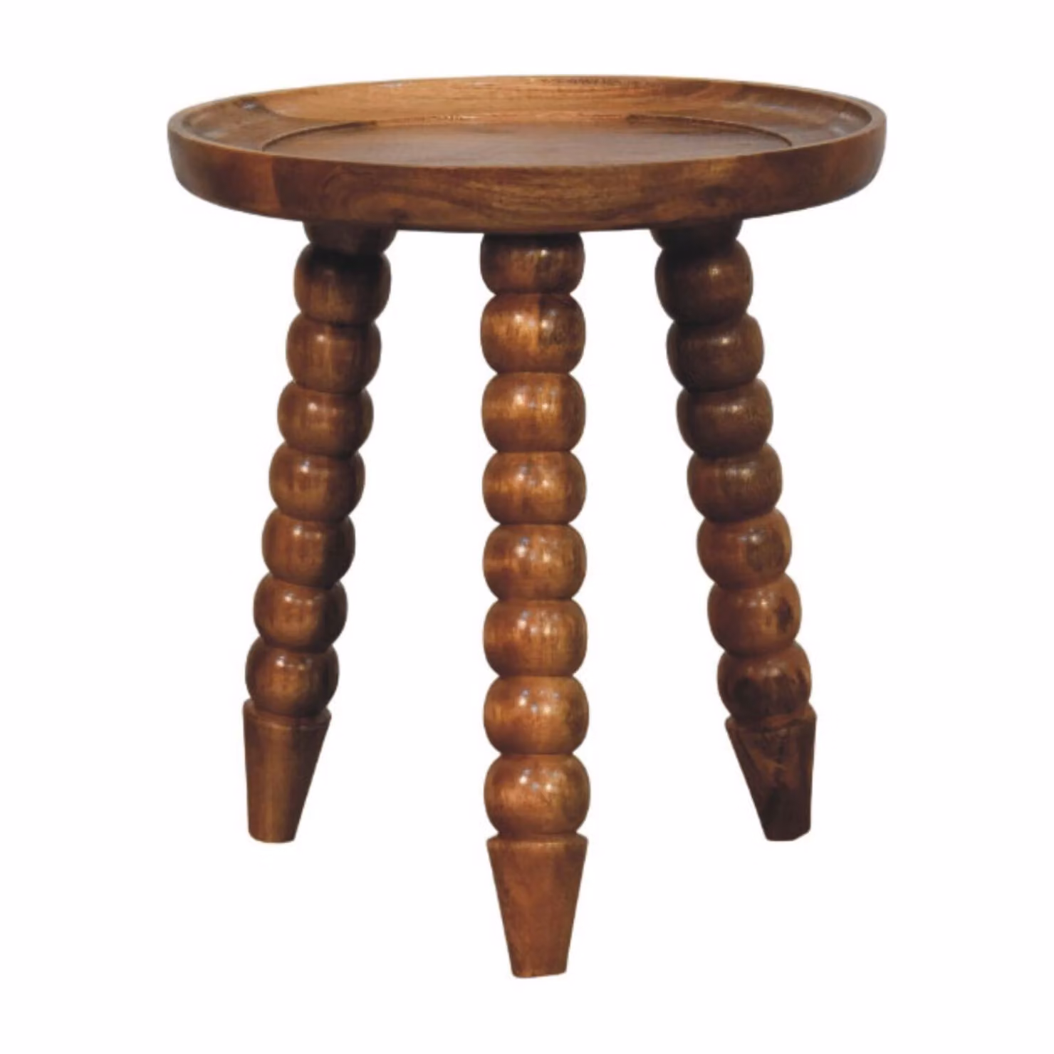 Artisan Furniture Solid Mango Wood Spindle Tray Side Table in Brown – 2