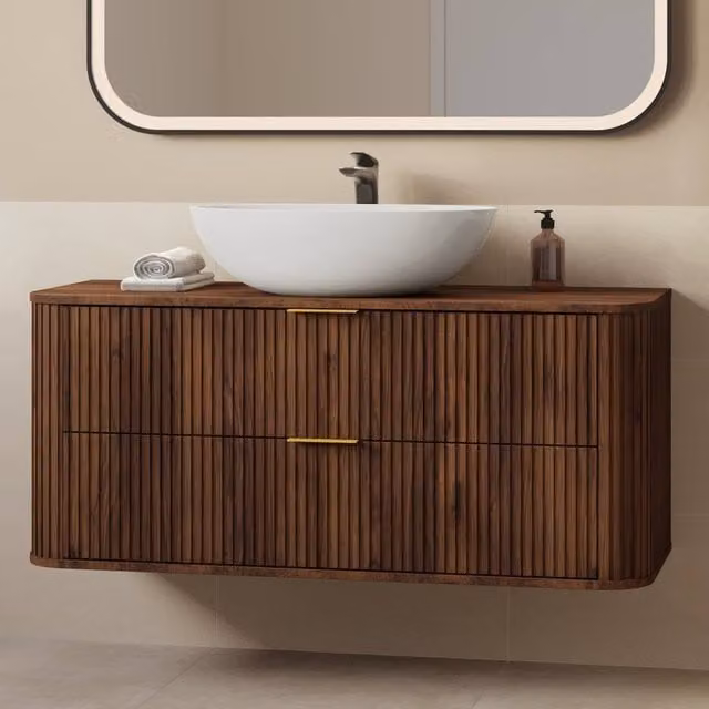 Heze Furniture Glamour Style 2 Drawer Bathroom Vanity Cabinet in Brown W/D/H: 120 x 41.5 x 51.7 cm