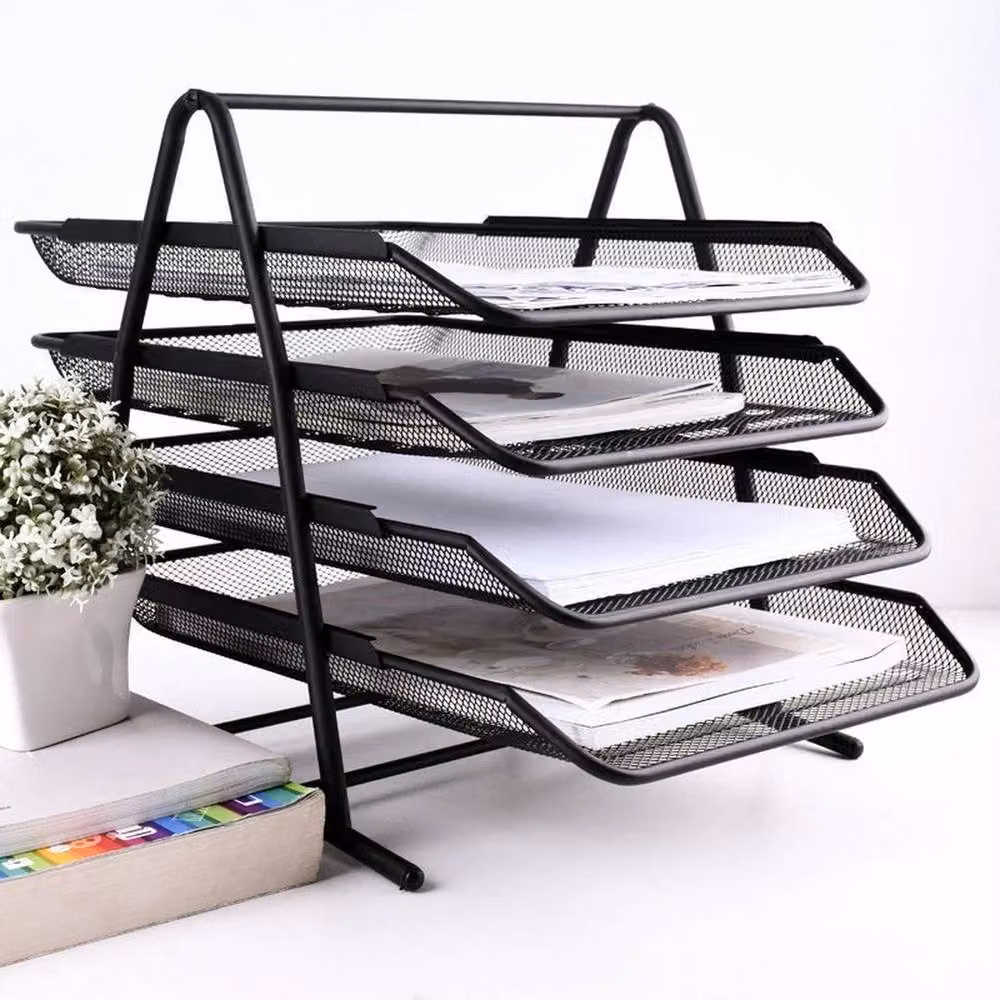 KORVIXA Office Filing Tray Holder for A4 Documents and Letter Paper, Black, W: 100 cm, D: 15 cm, H: 15 cm – 3