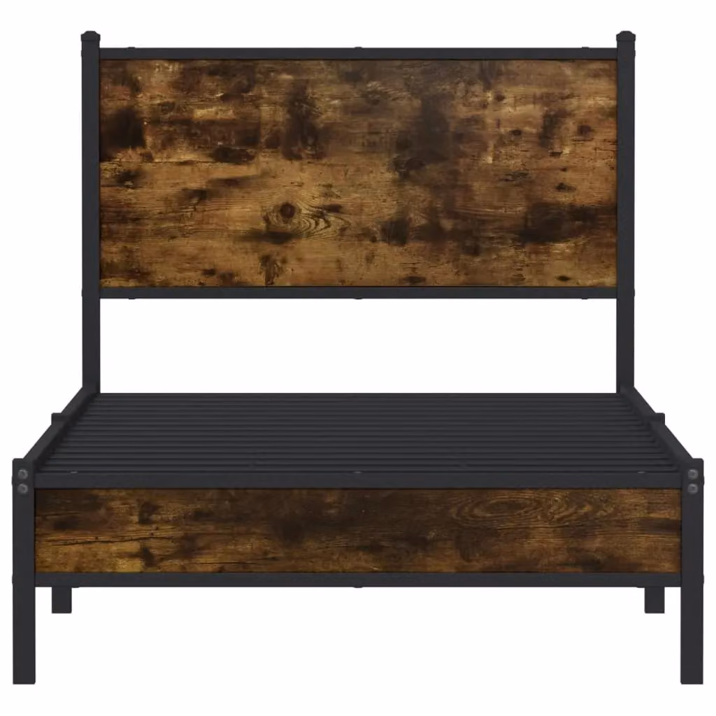 Berkfield Home Metal Bed Frame in Smoked Oak Brown, Small Single, W: 75 cm, L: 190 cm – 3